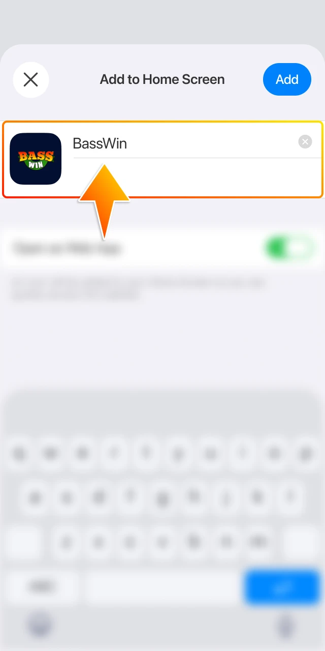 Verify that the title is set to BassWin and click the add button in the top right corner.