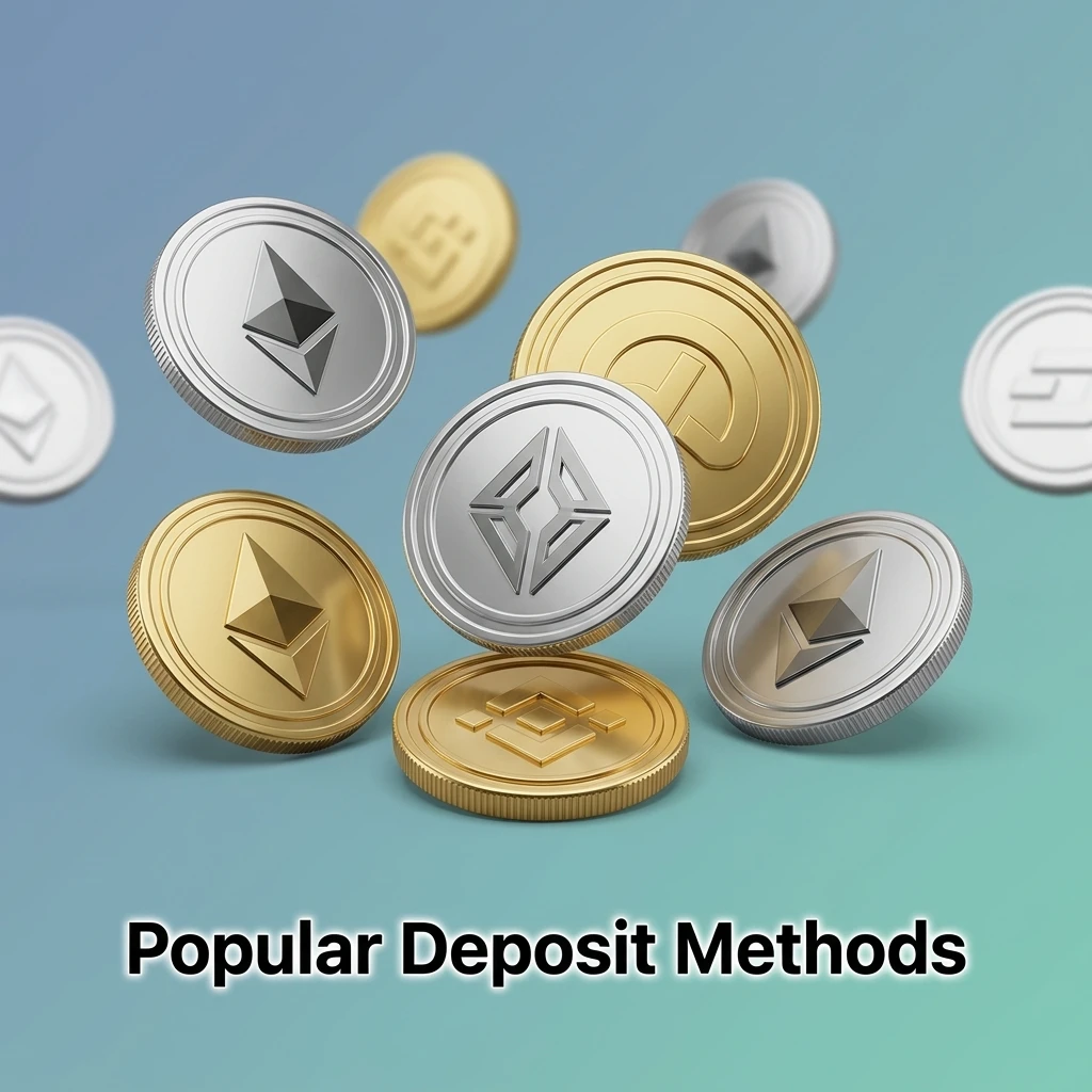 Icons of Visa, Mastercard, Apple Pay, bank transfer and crypto options (USDT, BTC, ETH, LTC) for UK deposits