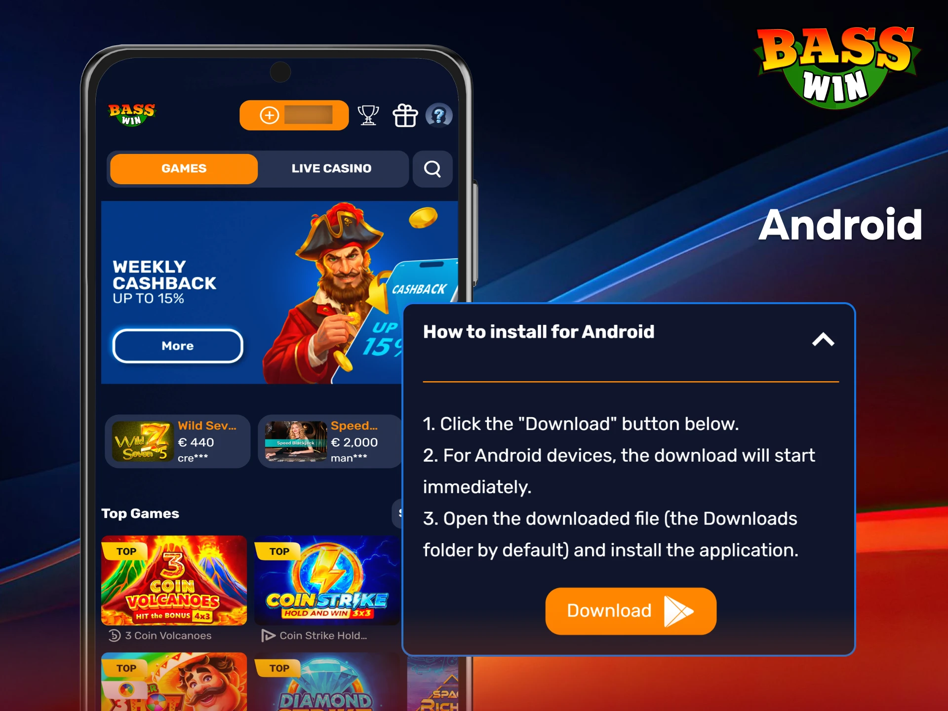 Download the BassWin Android app now for the ultimate mobile betting and gaming experience.