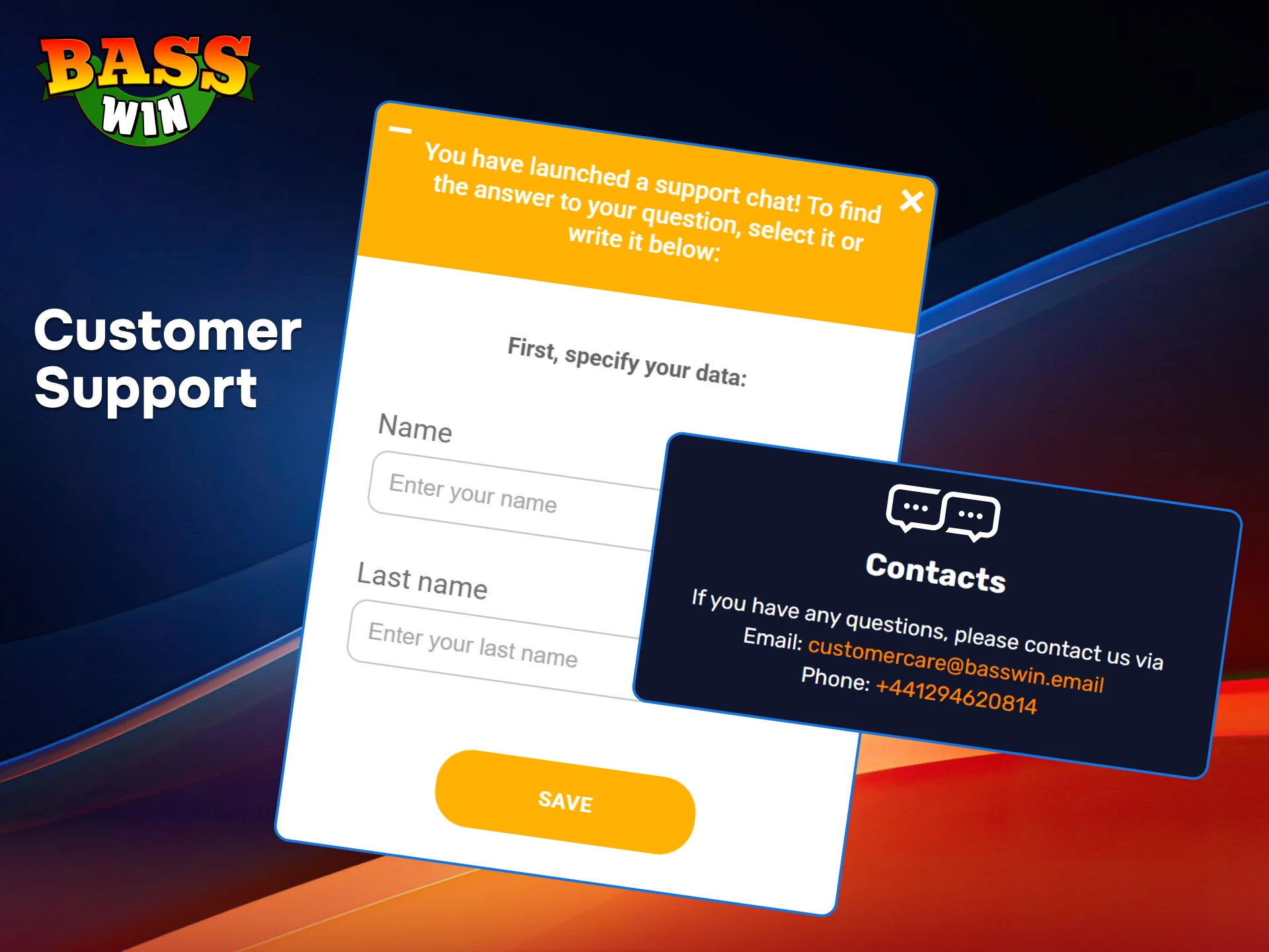 Contact the BassWin 24/7 support team via live chat for instant help with any questions.