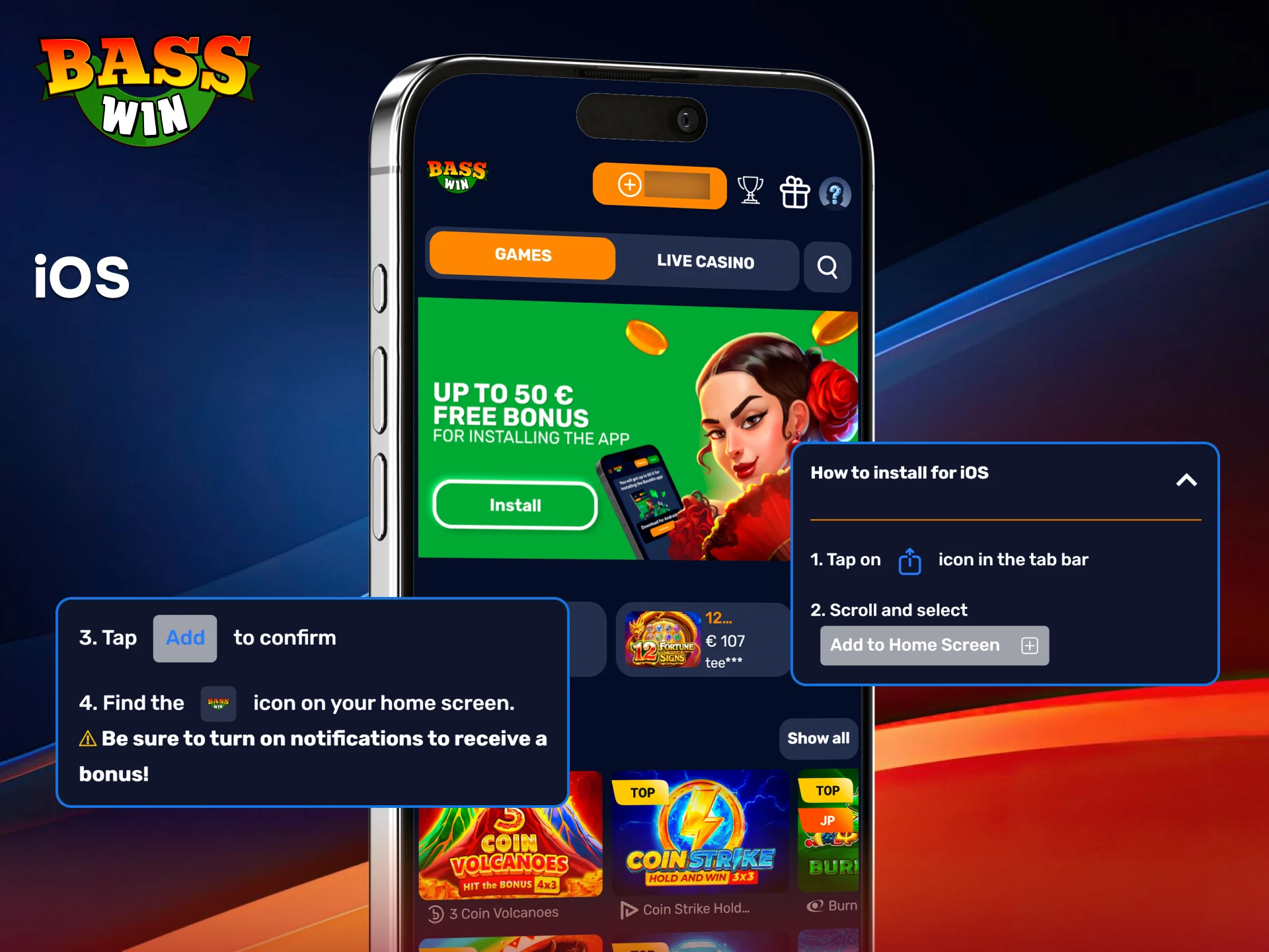 Install the BassWin iOS app today to enjoy secure and fast betting on iPhone.