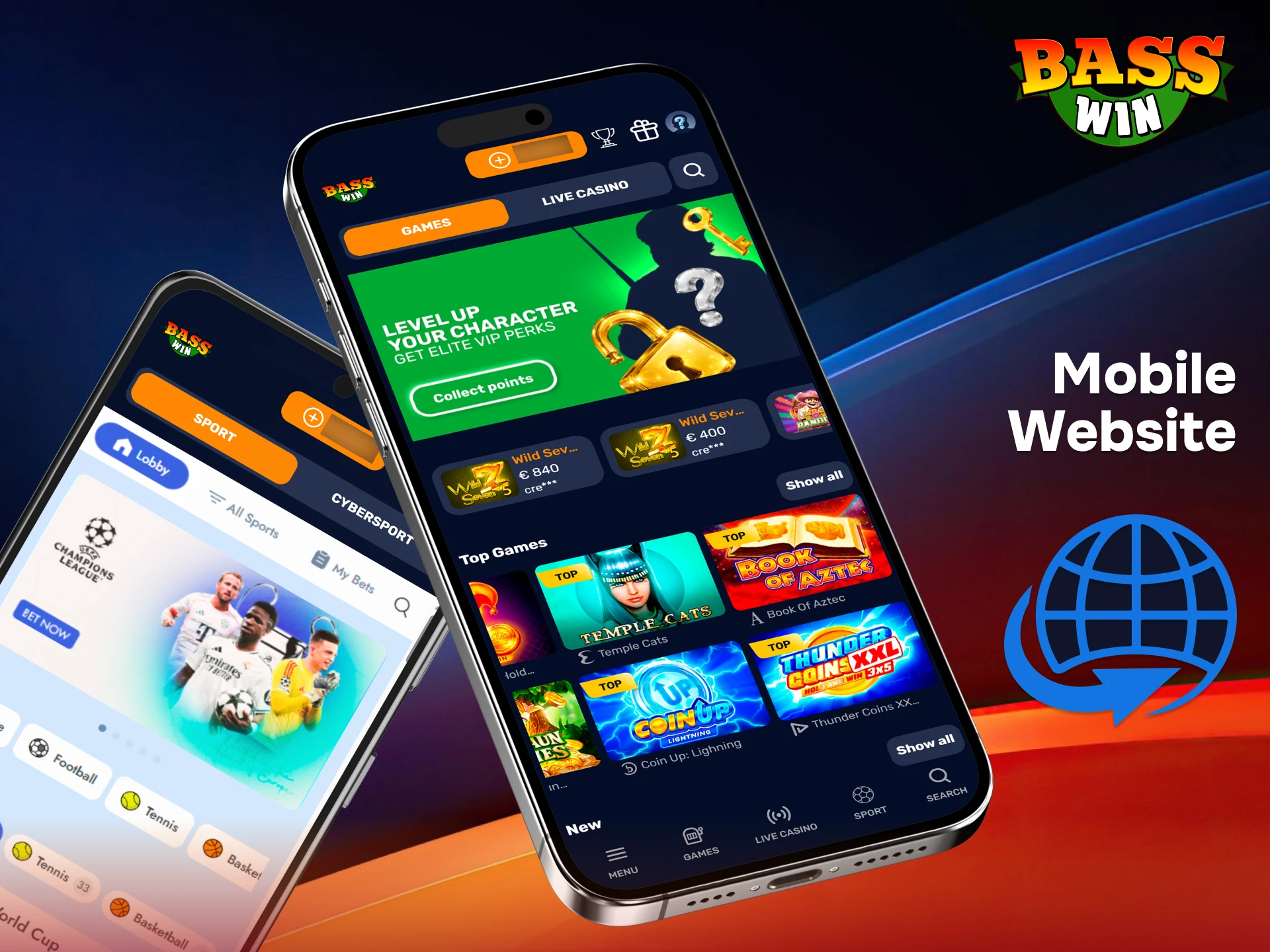 Visit the BassWin mobile-optimized site to bet on sports and play on any device.