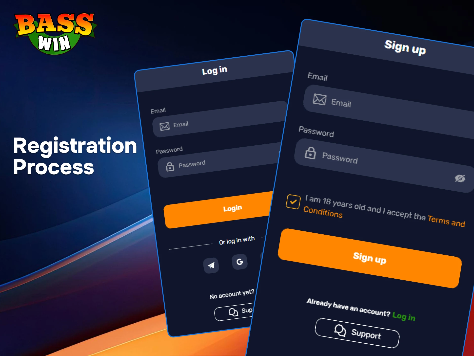 Click the sign-up button to create your official BassWin account and start winning.