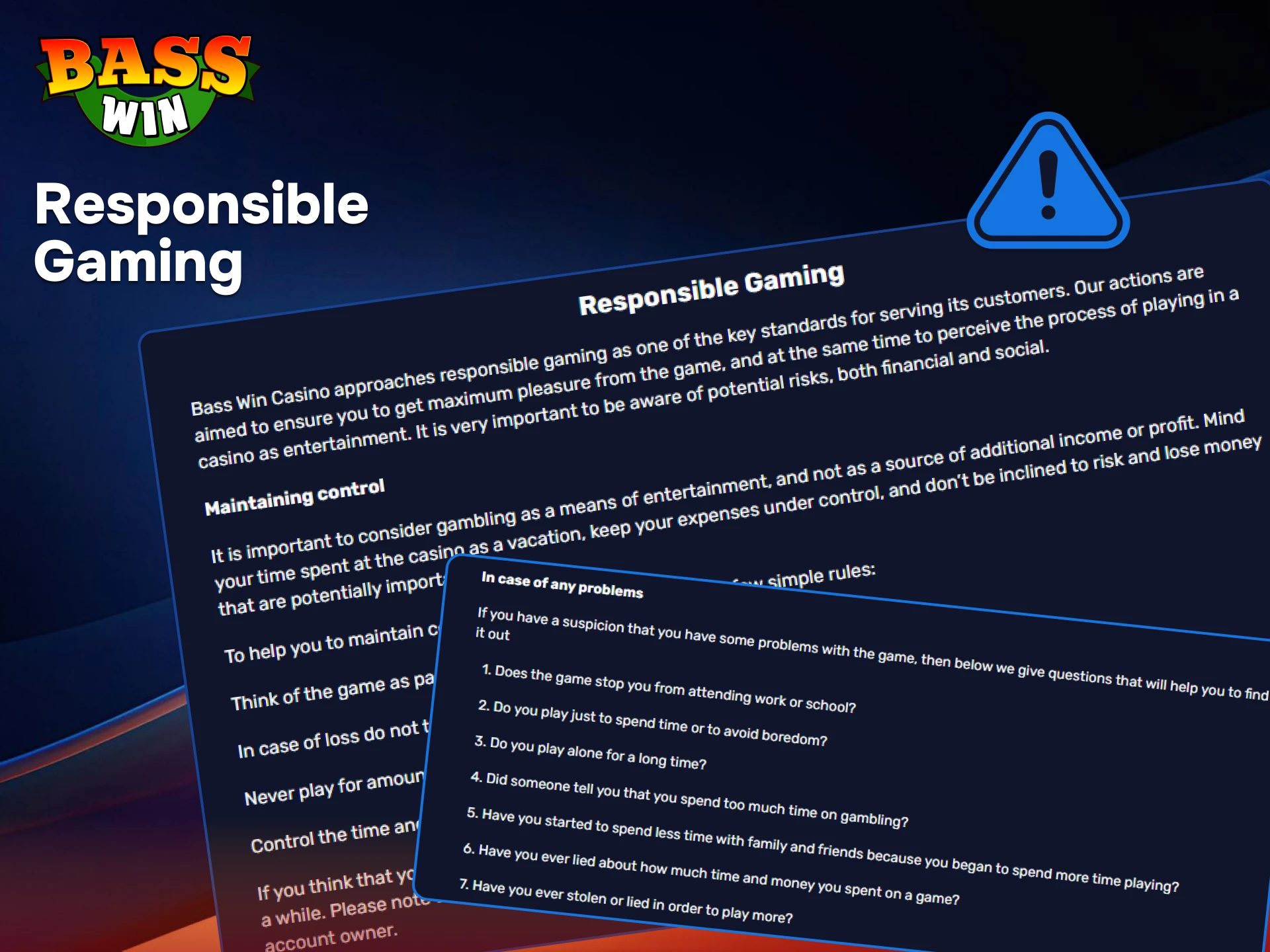 Use the BassWin responsible gaming tools to manage your play and ensure a safe experience.