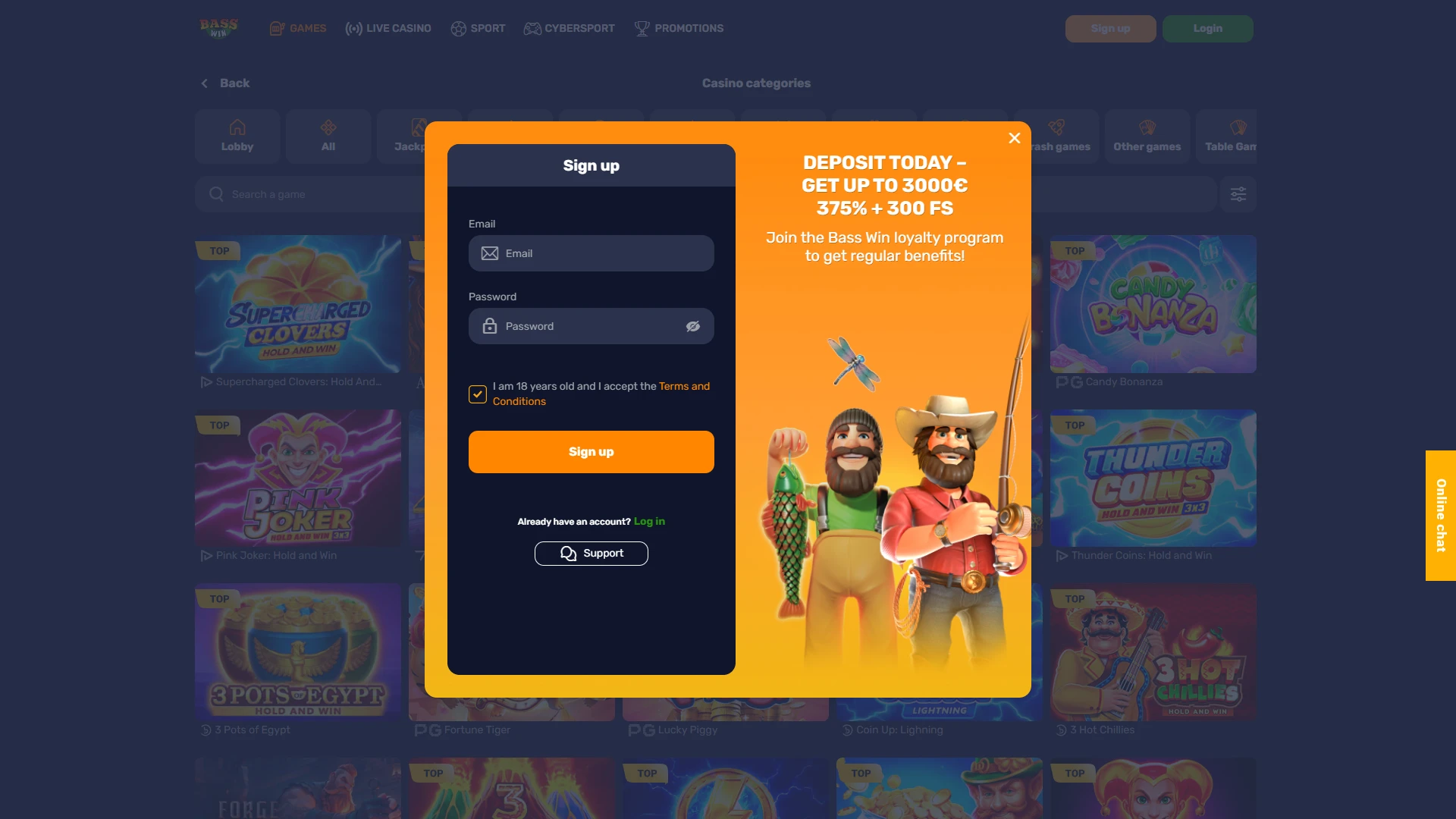 Open the BassWin registration form to create your account and start your gaming journey today.