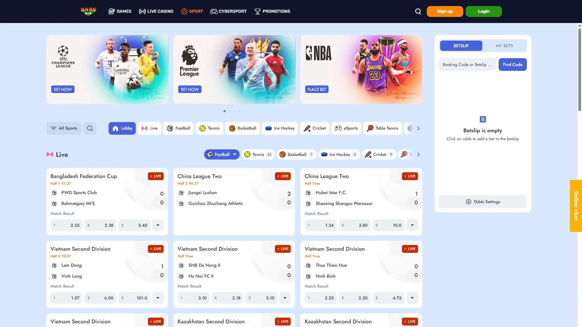 Check the BassWin sportsbook for competitive odds and a vast selection of global betting markets.