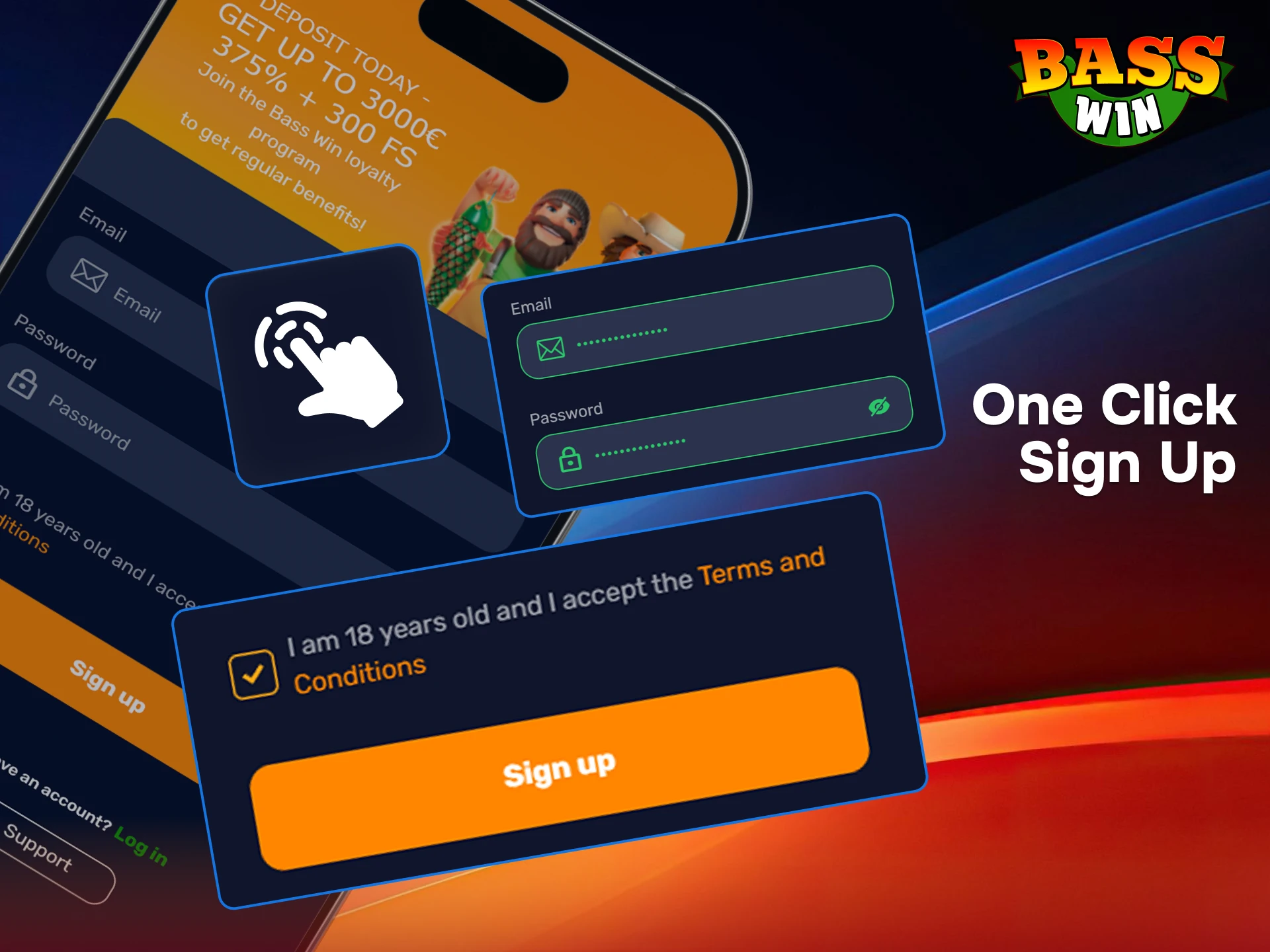 Use the one-click registration feature at BassWin for the fastest way to start winning.