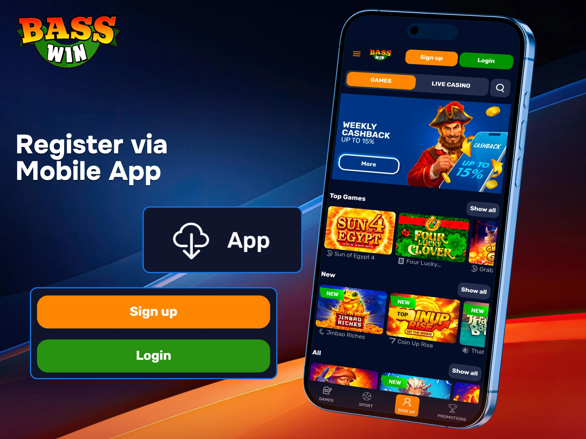Download the BassWin app and register on your mobile for betting on the go.