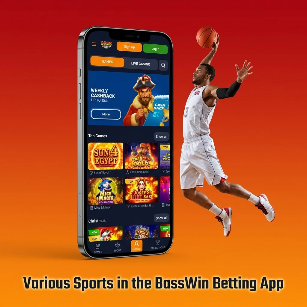 Interface showcasing various sports markets available in the Basswin betting application